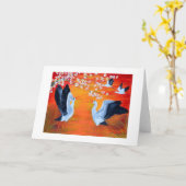 Greeting Card. Storks and Cherry Blossom Karte (Gelbe Blume)