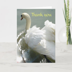 Greeting card white swan with light heart dankeskarte