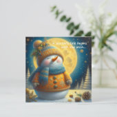 Greeting card with a cute snowman (Stehend Vorderseite)