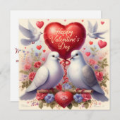 Greeting card with doves in love (Vorne/Hinten)