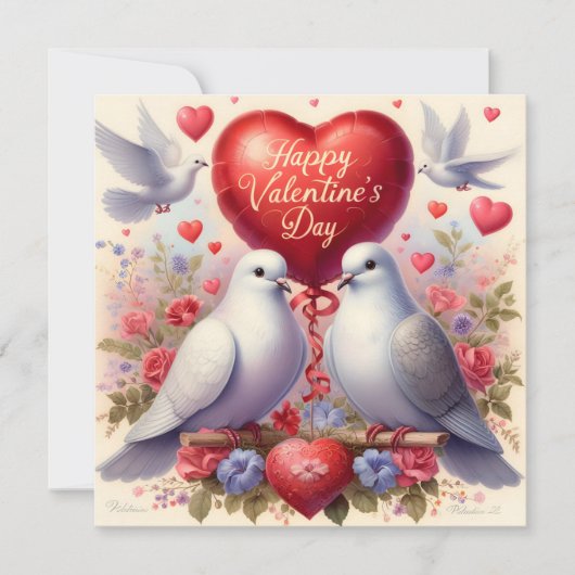 Greeting card with doves in love (Vorderseite)