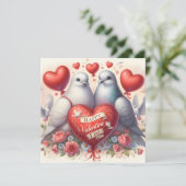 Greeting card with doves in love (Stehend Vorderseite)