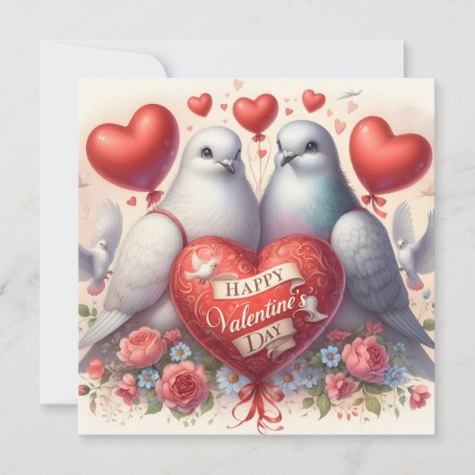 Greeting card with doves in love (Vorderseite)