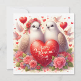 Greeting card with doves in love