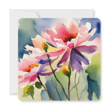 Greeting Card with Watercolor Flowers - 2
