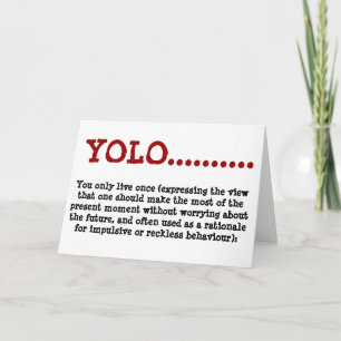 Greeting Card YOLO..definition Karte