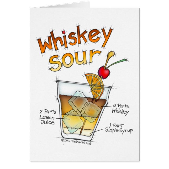 GREETING CARDS - WHISKEY SOUR RECIPE COCKTAIL ART (Vorne)