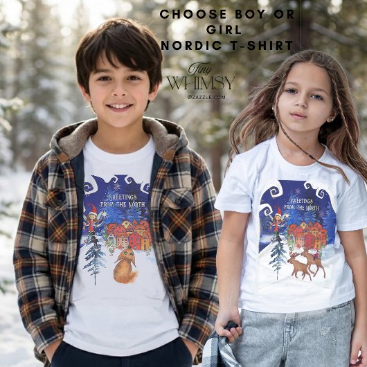 Greeting from the North I Village Fox Kids T-Shirt