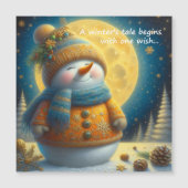 Greeting magnet with a cute snowman (Vorderseite)