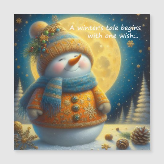 Greeting magnet with a cute snowman (Vorderseite)
