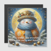 Greeting magnet with a cute snowman (Vorne/Hinten)