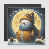 Greeting magnet with a cute snowman (Vorne/Hinten)