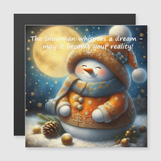 Greeting magnet with a cute snowman (Vorne/Hinten)