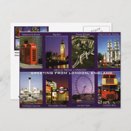 GREETING VON LONDON, ENGLAND POSTCARD VON MOJISOLA POSTKARTE (Vorne/Hinten)