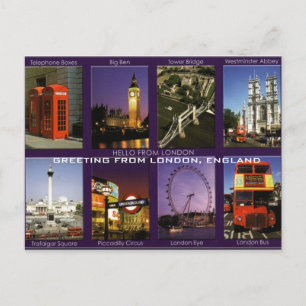 GREETING VON LONDON, ENGLAND POSTCARD VON MOJISOLA POSTKARTE