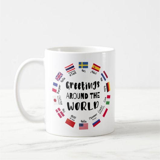 Greetings around the world, Hello in all languages Kaffeetasse (Links)