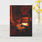 Greetings card old man reading karte (Gelbe Blume)