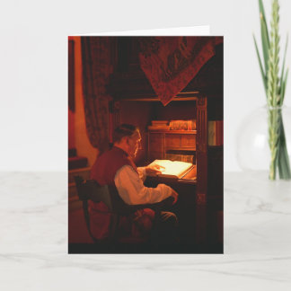 Greetings card old man reading karte