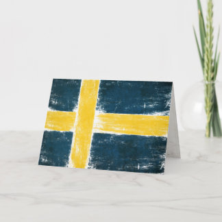Greetings Card with Swedish Flag In Watercolor Karte
