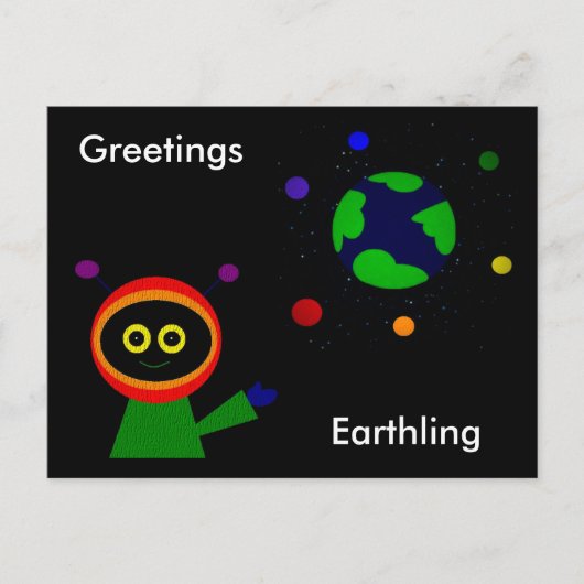 GREETINGS EARTHLING POSTKARTE (Vorderseite)