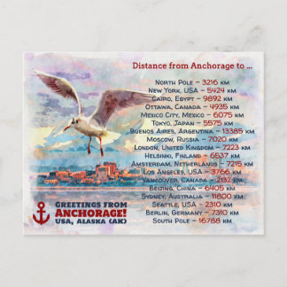 Greetings from Anchorage - Watercolor painting Postkarte
