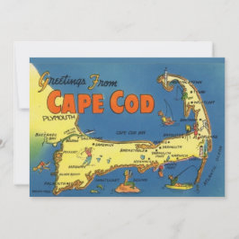 Greetings From Cape Cod 5x7 Map Postcard Dankeskarte