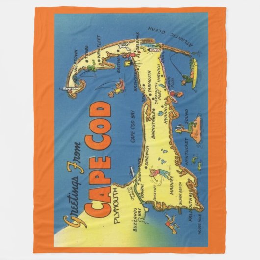 Greetings From Cape Cod Map Fleecedecke (Vorderseite)