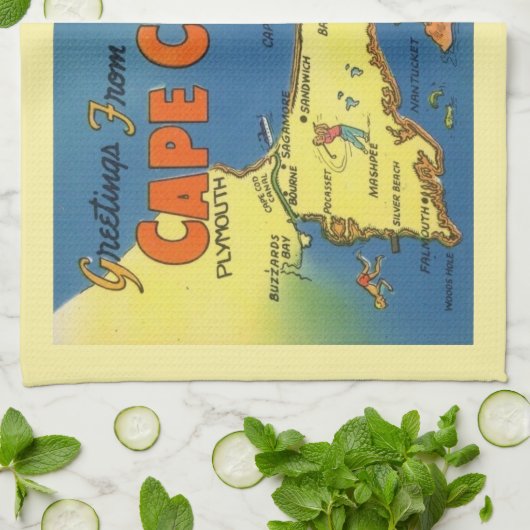 Greetings From Cape Cod Map Geschirrtuch (Gefaltet)