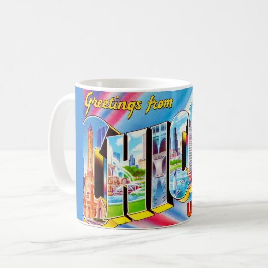  Greetings from Chicago Crazy Colorful Mug Kaffeetasse (Vorderseite Links)