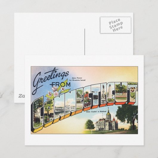 Greetings from Connecticut Postkarte (Vorne/Hinten)