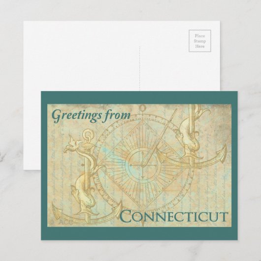 Greetings from Connecticut Postkarte (Vorne/Hinten)