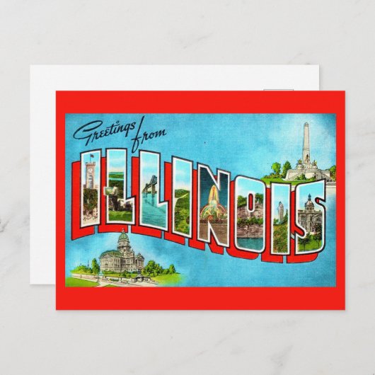Greetings from Illinois Postkarte (Vorne/Hinten)