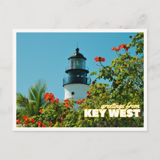Greetings from Key West Florida Retro Lighthouse Postkarte (Vorderseite)