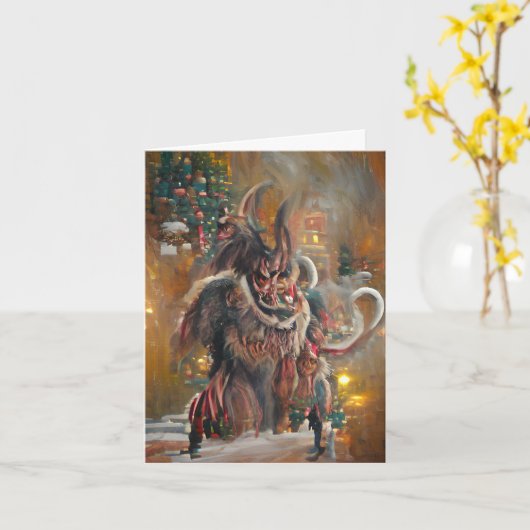 Greetings from Krampus, 4" x 5.6" Folded Card Karte (Gelbe Blume)