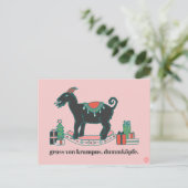 "Greetings from Krampus" Snarky Christmas Postcard Postkarte (Stehend Vorderseite)