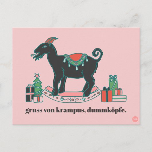 "Greetings from Krampus" Snarky Christmas Postcard Postkarte (Vorderseite)