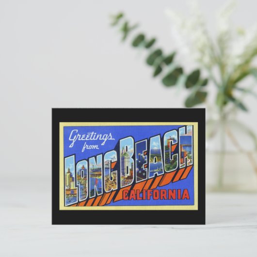 Greetings from Long Beach California Postkarte (Stehend Vorderseite)