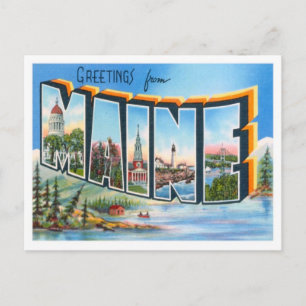 Greetings From Maine Postkarte