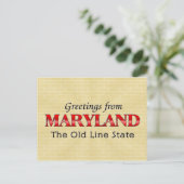 Greetings from Maryland Postkarte (Stehend Vorderseite)