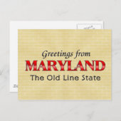 Greetings from Maryland Postkarte (Vorne/Hinten)