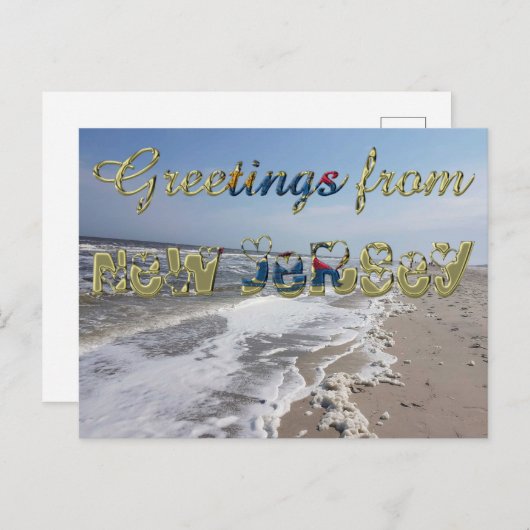 Greetings from New Jersey State Flag Hearts USA Postkarte (Vorne/Hinten)