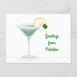 Greetings From Pakistan Cocktail Holiday Postcard Feiertagspostkarte