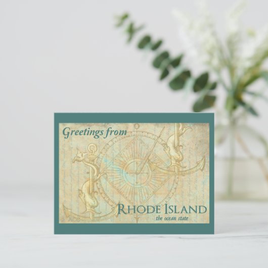 Greetings from Rhode Island the ocean state Postkarte (Stehend Vorderseite)