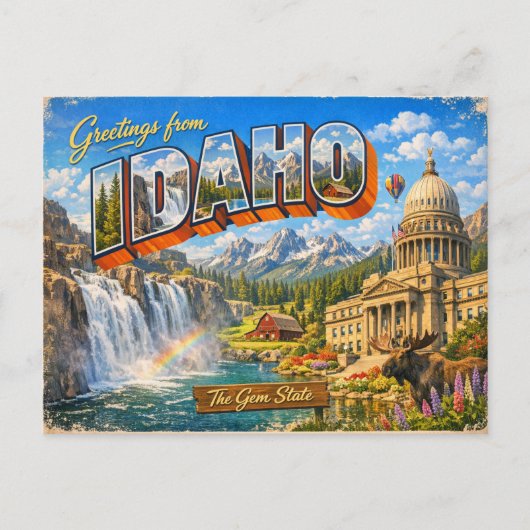 Greetings From State Postcard  Postkarte (Vorderseite)