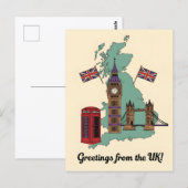 Greetings from the UK British Landmarks Travel Postkarte (Vorne/Hinten)