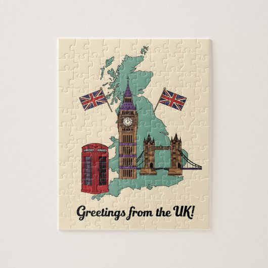 Greetings from the UK British Landmarks Travel Puzzle (Vertikal)