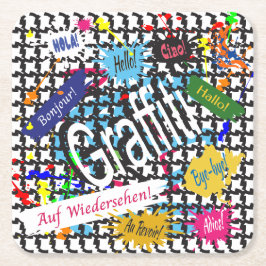 Greetings Graffiti Rechteckiger Pappuntersetzer