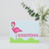 GREETINGS Hübsch rosa Flamingo Bird Postkarte (Stehend Vorderseite)