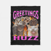 Greetings Huzz Funny Cat Meme Bootleg Graphic Men  Fleecedecke (Vorderseite)