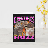Greetings Huzz Funny Cat Meme Bootleg Graphic Men  Karte (Gelbe Blume)